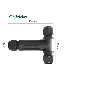 E-Weichat M20 en forma de T Conector de tira Led de 3 pines Cable a cable Terminales de conector de cable de empalme rápido