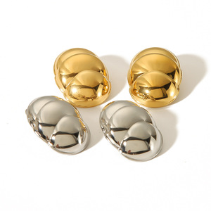 Pendientes con forma de bola, oro de 18k, acero inoxidable, diseño geométrico para mujer, ocasión de regalo TE6628 - Product Image 5