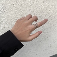 Bague minimaliste géométrique VAF avec découpe en forme de colonne vertébrale, en acier inoxydable, pour homme