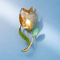 XILIANGFEIZI Broche en cristal tulipe de haute qualité, design de niche, accessoire de vêtement et de bijouterie, vente en gros