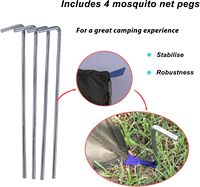 Moustiquaire d'extérieur verte pour lit de camping avec sac de rangement et 4 piquets de sol – Tente anti-insectes individuelle