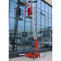 Plateforme élévatrice en alliage d'aluminium avec stabilisateurs / Élévateur vertical électrique hydraulique monoplace 6m 8m 120kg-150kg