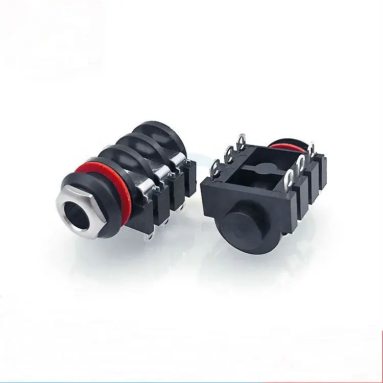 6.35mm stereo jack buchse 2Poles PCB Panel Mount 4 Pin 1/4 "6.35mm Female Socket Mono Headphone Audio Jack Connector Right Angle