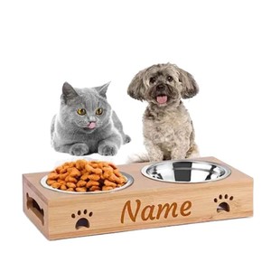 Comedero cuadrado de madera para mascotas, adecuado para gatos y perros, soporte para el cuello para beber y comer, soporte de madera para tazón de gato - Product Image 4
