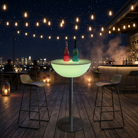 Ensemble de table de bar moderne en plastique avec éclairage LED, table ronde haute illuminée pour cocktails et café, pour hôtel, pub, salon