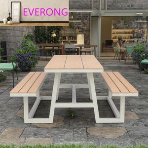 Meubles <span class=keywords><strong>de</strong></span> restaurant d'extérieur, table à manger en aluminium, <span class=keywords><strong>plastique</strong></span> et bois, banc <span class=keywords><strong>de</strong></span> pique-nique, table <span class=keywords><strong>de</strong></span> banc en WPC <span class=keywords><strong>pour</strong></span> <span class=keywords><strong>jardin</strong></span>, patio - Product Image 2
