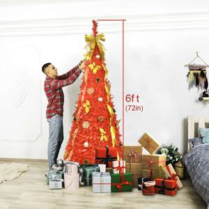 Pre-Lit Pre-Versierde Pop-Up Kerstboom, Witte Kerstbal En Noten Decoratie Ornamenten Gouden Strik Lint Kerstboom - Product Image 3