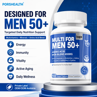 Capsules multivitaminées et minérales quotidiennes pour hommes adultes de plus de 50 ans |   Complément alimentaire à marque privée : Calcium, Vitamine D, Énergie, Immunité, Beauté, Soutien digestif