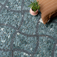 Mosaïque de carreaux verts personnalisés, aspect vieilli, en maille aléatoire, pour décoration vintage, revêtement de sol, fournisseur d'usine, décoration intérieure de maison