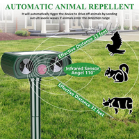 Dispositifs répulsifs solaires ultrasoniques pour animaux, étanches, pour la ferme, contre les oiseaux, les chats et les chiens, avec détecteur de mouvement