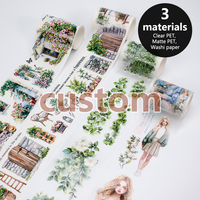 Ensemble d'autocollants personnalisés de haute qualité imperméables à l'eau prédécoupés pour fleurs et filles autocollant PET mat et transparent pour journal