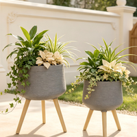 Lot de 2 pots de fleurs de luxe en fibre, jardinières modernes pour l'extérieur, pots de jardin pour la décoration de villas, patios et aménagements paysagers