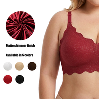 Soutien-gorge pour femmes, lingerie féminine XXL, vêtements intimes pour femmes, lingerie de haute qualité, soutien-gorge à col en V en dentelle festonnée, brillant