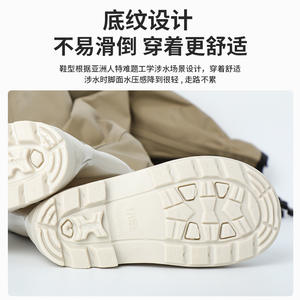 Vadeadores de Pesca Impermeables para Mujer con Botas, Pantalones de Lluvia de Nailon Color Caqui de Una Pieza para Uso en Exteriores - Product Image 4