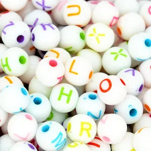 Perles en plastique pour enfants, pierres de lettres anglaises, alphabet, fabrication de bracelets, DIY, 8mm, 2000 pièces/sac