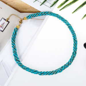 Collar de Cristal Turquesa de 18 Pulgadas con 4 Hileras y Cuentas Facetadas de 3mm para Regalo con Cuarzo, Ágata y Perla - Product Image 3