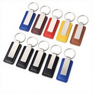 Customized Laser Logo Modern Rectangular Metal PU <b>Leather</b> <b>Keychain</b> Pendant with Customized Logo - Product Image 1