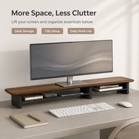 Étagère de bureau en bois écologique, support d'écran pour ordinateur, gain de place