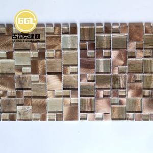 Phong cách độc đáo đá cẩm thạch hỗn hợp gỗ khảm gạch thủy tinh màu nâu tường gạch - Product Image 2