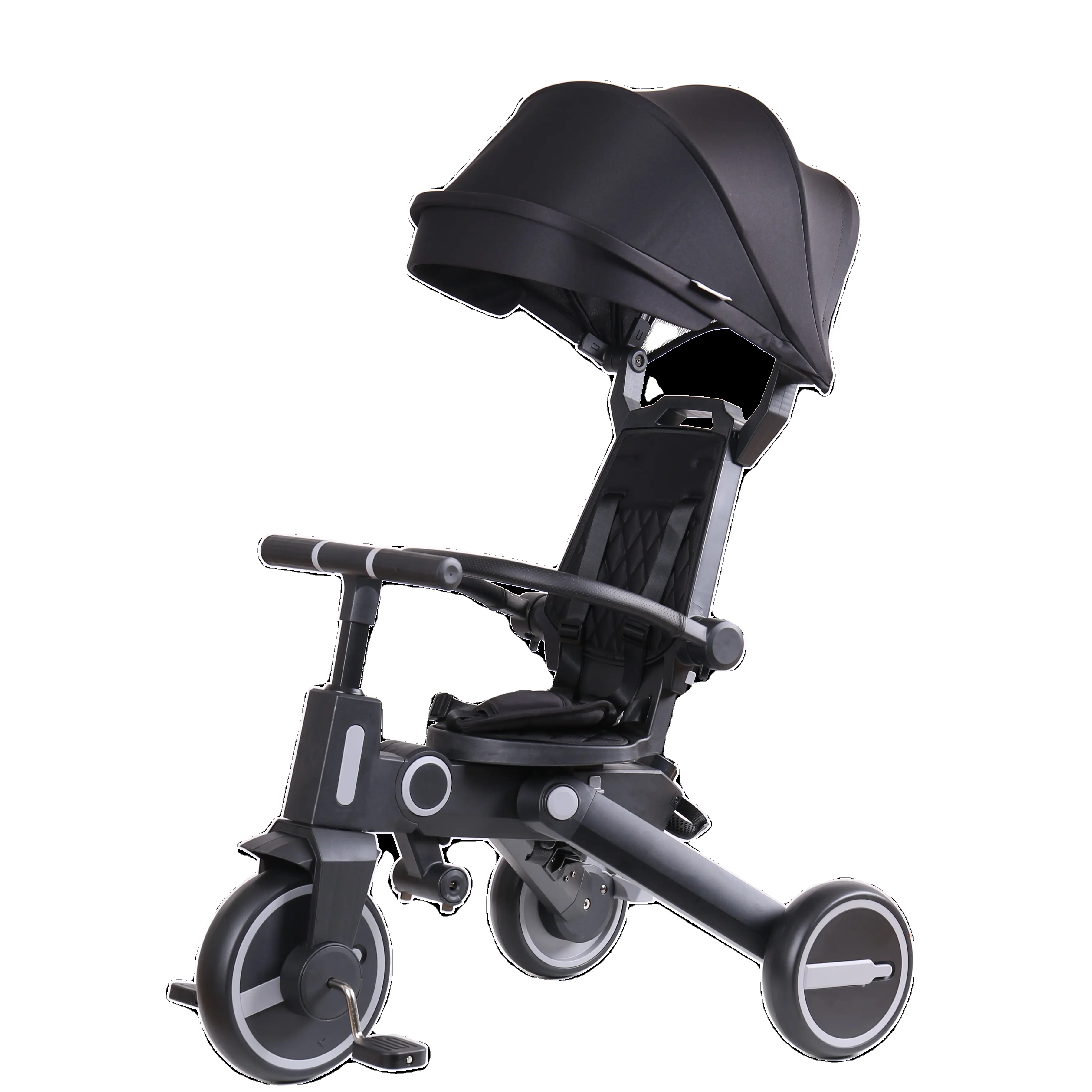 BEBELUX ईज़ी फ़ोल्ड बेबी किड ट्राइसाइकिल 7 इन 1 चिल्ड्रेन ट्राइक आरामदायक राइडिंग बाइक 1-6 साल के बच्चों के लिए पिछली सीट के साथ