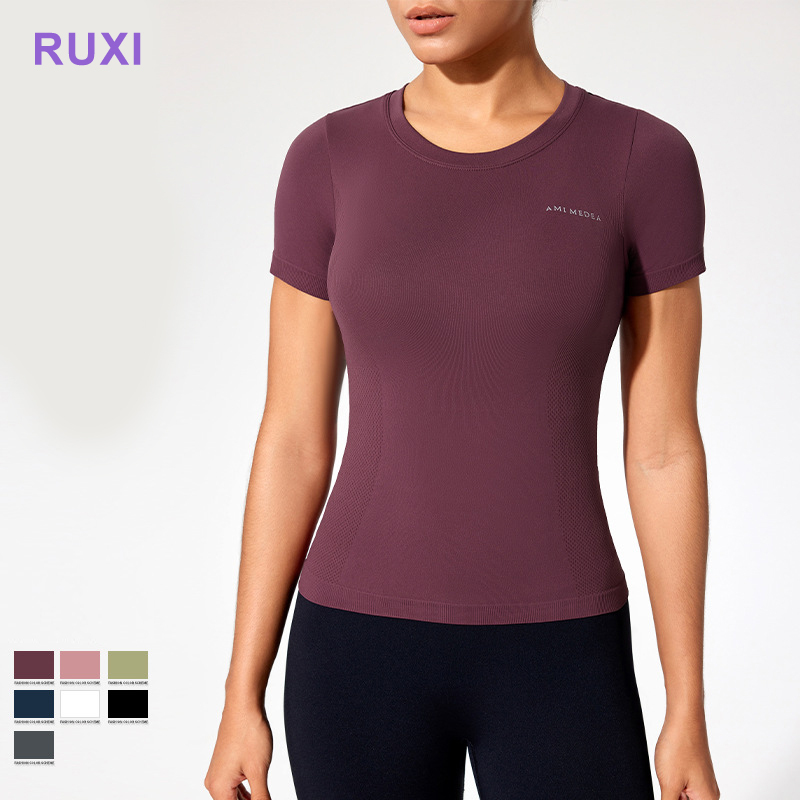 Women Workout Slim Short Sleeve Women Yoga Top Breathable Short Sleeve Custom Crop Top Yoga Slim Short Sleeve Top