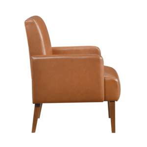 DB Mid-Century Modern Design Accent <b>Chair</b> 1pc <b>Brown</b> Faux Leather Upholstery Walnut Finish Solid Wood PVC Living Room Furniture - Product Image 4