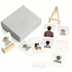 <span class=keywords><strong>Jeu</strong></span> de cartes éducatives de questions et de réponses personnalisées avec impression OEM, cartes d'affirmation avec support en bois - Product Image 1
