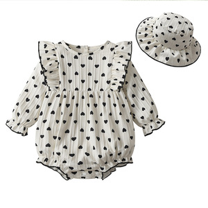 Ensemble 2 pièces pour bébé fille, combinaison à manches longues avec chapeau, tenue triangulaire, printemps-automne - Product Image 5