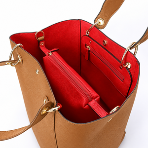 Sac fourre-tout de travail vintage en cuir PU de grande capacité, couleur unie, portable, pour femmes, avec chaînes et lettres brodées, grand sac à bandoulière type seau - Product Image 5