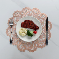 Set de table rond en PVC résistant à la chaleur, style dentelle romantique française, ajouré vintage, diamètre 38 cm