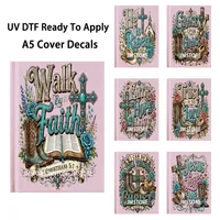 Autocollants DTF UV Floraux Western Christian Cowgirl pour Carnet A5 – Étanche et Prêt à Poser – Transferts Adhésifs pour Couverture de Journal