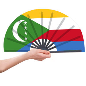 Éventails pliants en bambou avec drapeau des <span class=keywords><strong>Comores</strong></span>, vente en gros, pour carnaval, mariage, festival, fête, agence de <span class=keywords><strong>voyage</strong></span> - Product Image 4