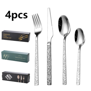 New Arrival Bộ đồ ăn đá mô hình xử lý 4 cái muỗng dao nĩa gương đám cưới sliverware thiết lập dao kéo - Product Image 6