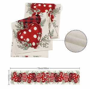 Nappe/Chemin de table décoratif en lin imprimé à carreaux, thème Saint-Valentin nordique, pour salon - Product Image 1