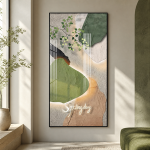 Allée scandinave abstraite nature morte Art salon fond mur verdure cristal porcelaine peinture suspendue - Product Image 6