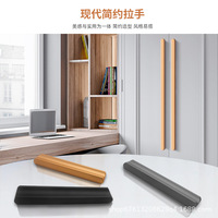 Kenop Kabinet Aluminium Alloy Hitam Minimalis Modern, Gagang Furnitur Bentuk-I untuk Lemari Dapur, Lemari Pakaian