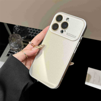 Coque de téléphone en verre antichoc de luxe avec grande fenêtre couleur bonbon pour iPhone 17 Pro Max, 16, 15 Pro, 14 Pro, 13 Pro Max