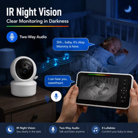 Babyphone intelligent 5,0 pouces avec caméra et enregistrement audio, vision nocturne, communication bidirectionnelle, Wi-Fi et application