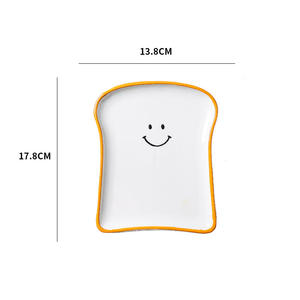 Creativo dibujos animados Emojis cara sonriente 7 "Cerámica pan hornear Pan Hotel restaurante contraste Color gres plato para hornear plato - Product Image 5