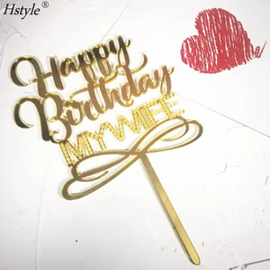 Hstyle nuovo Design <span class=keywords><strong>buon</strong></span> <span class=keywords><strong>compleanno</strong></span> mia moglie <span class=keywords><strong>mio</strong></span> marito Topper torta acrilico strumenti di decorazione PQA096 per la torta decoratori - Product Image 5
