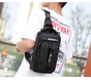 Multifuncional Nylon peito saco dos homens com impermeável USB carregamento interface elegante ombro mochila - Product Image 3