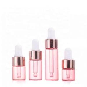 Mini Botellas de Vidrio para Muestras de 5ml, 3ml, 2ml, 1ml, Botella de Vidrio Rosa para Aceites Esenciales con Gotero Dorado Rosa - Product Image 1