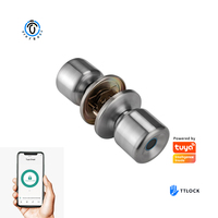 Serrure de porte cylindrique tubulaire intelligente double face avec bouton de réglage du prix pour bois, contrôle par empreinte digitale / application Wi-Fi
