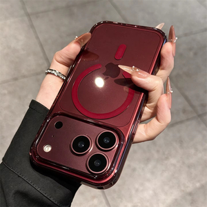 เคสใสกันกระแทกอะคริลิคแบบแม่เหล็กคุณภาพสูง ประดับกลิตเตอร์ สำหรับ iPhone 18 17 Pro Max สีแดงเบอร์กันดี - Product Image 1