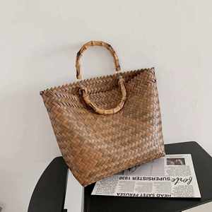 Bolso de mano de plástico estilo vintage imitación paja de algas marinas, cesta de playa para mujer, moda y viajes, ¡gran oferta! - Product Image 2