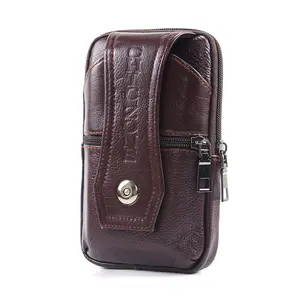 허리 가방 PU 가죽 플립 커버 남성용 휴대 전화 가방 방수 및 내구성 패니 팩
