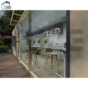 Café modulaire en conteneur maritime de style rétro avec structure en acier de nouvelle conception, <span class=keywords><strong>façade</strong></span> en verre et fenêtre escamotable - Product Image 3