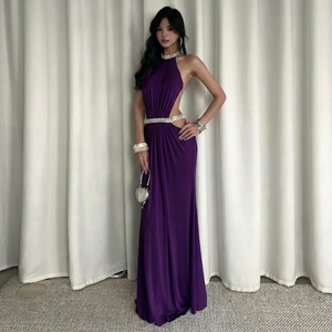 ชุดเดรสยาวแบบผูกหลังประดับคริสตัล คอสูง ดีไซน์เว้าหลัง แต่งระบายหรูหรา ทรงเข้ารูป - Product Image 2