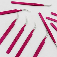 Pinces à cils à pointe en fibre, personnalisables avec poignées diamantées, pour volume droit, pour professionnels