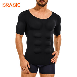 T-shirt ajusté pour <span class=keywords><strong>homme</strong></span> à manches courtes, effet musculaire, style européen et américain, en nylon, ODM Guangzhou - Product Image 2